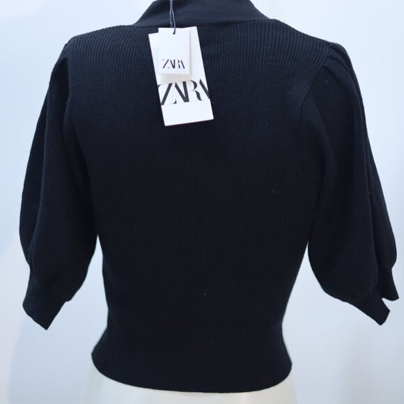 Zara black cardigan with puff sleeve Size S - Picture 2 of 3